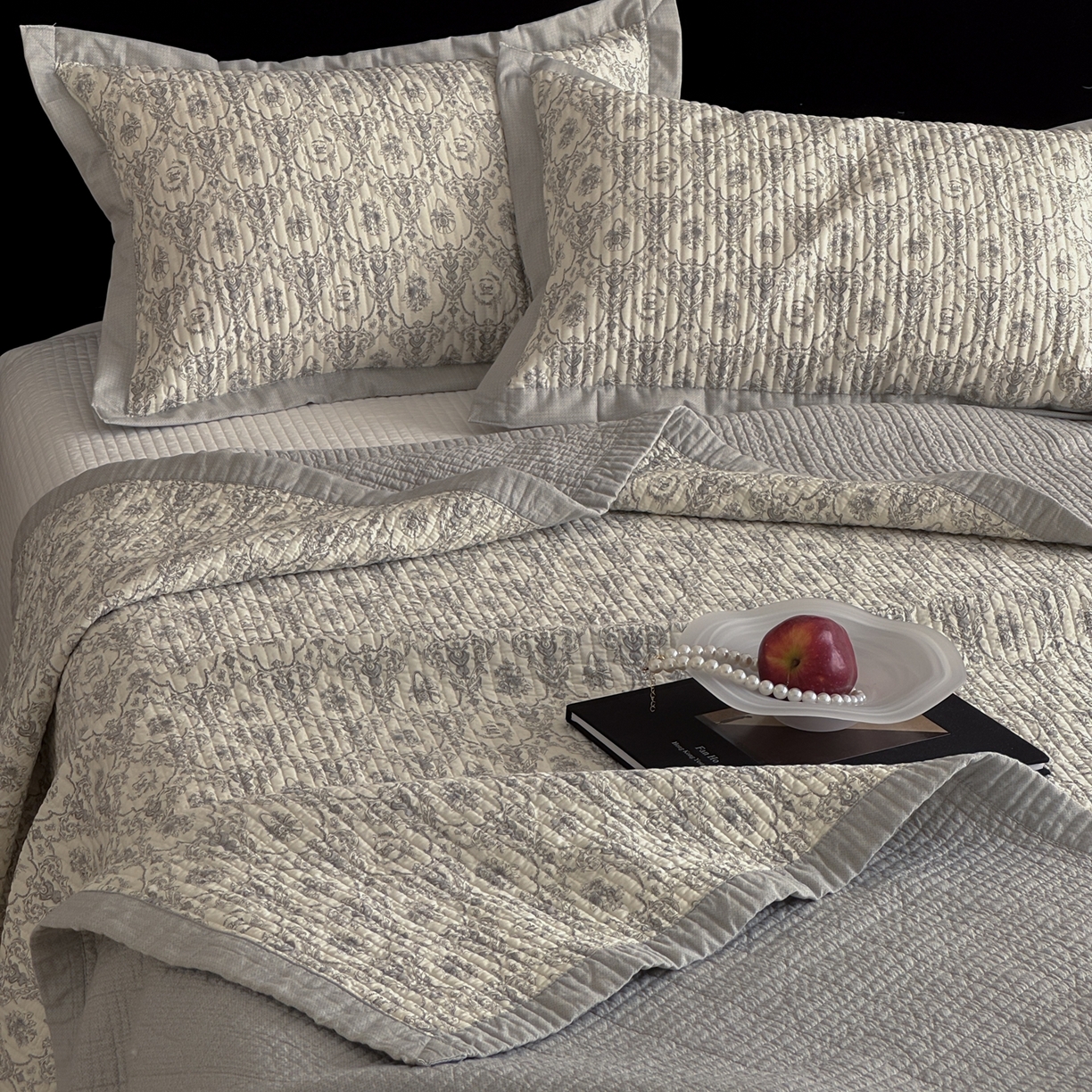 91家纺网 家纺一手货源 找家纺 床盖工厂店 2026春夏新款双面100%全棉填充棉花床盖三件套 倾城