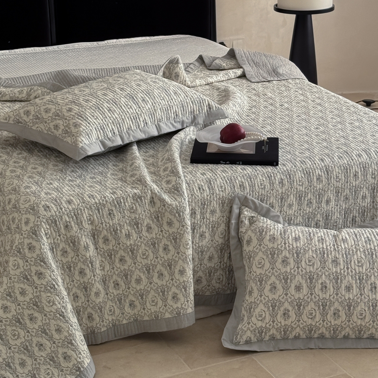 91家纺网 家纺一手货源 找家纺 床盖工厂店 2026春夏新款双面100%全棉填充棉花床盖三件套 倾城