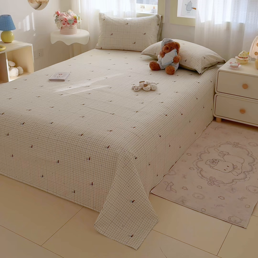 91家纺网 家纺一手货源 找家纺 丽美人家纺 2026新款A类皱皱双层纱印花单床单床单单件 腊肠狗