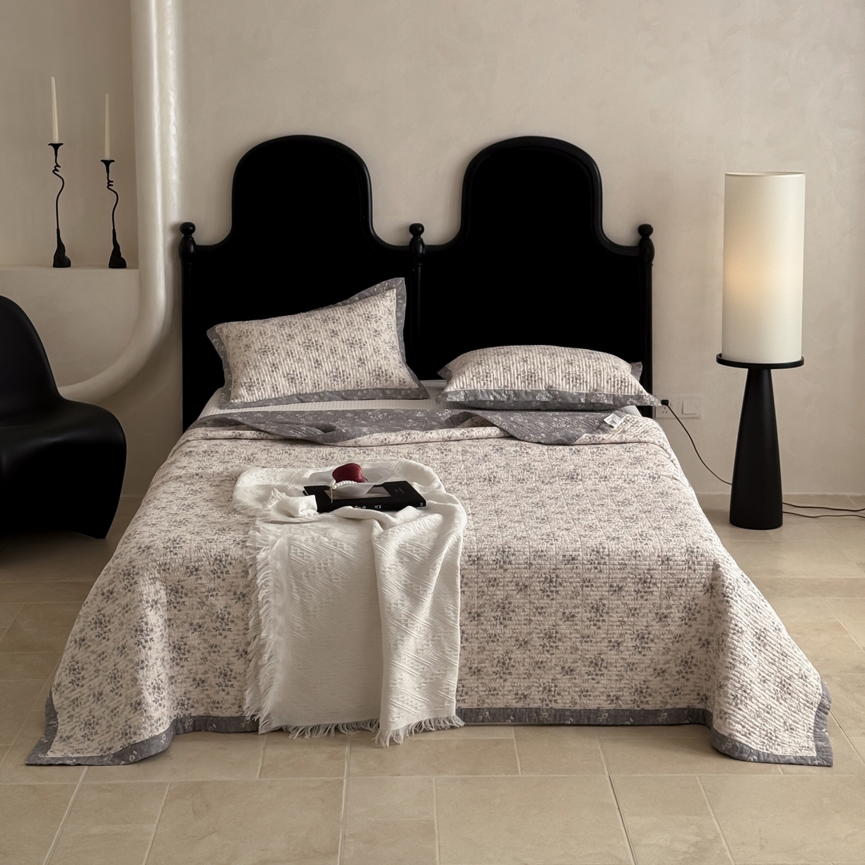 91家纺网 家纺一手货源 找家纺 床盖工厂店 2026春夏新款双面100%全棉填充棉花床盖三件套 清陌（米）