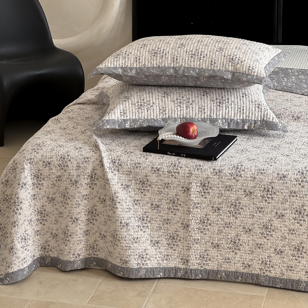 91家纺网 家纺一手货源 找家纺 床盖工厂店 2026春夏新款双面100%全棉填充棉花床盖三件套 清陌（米）