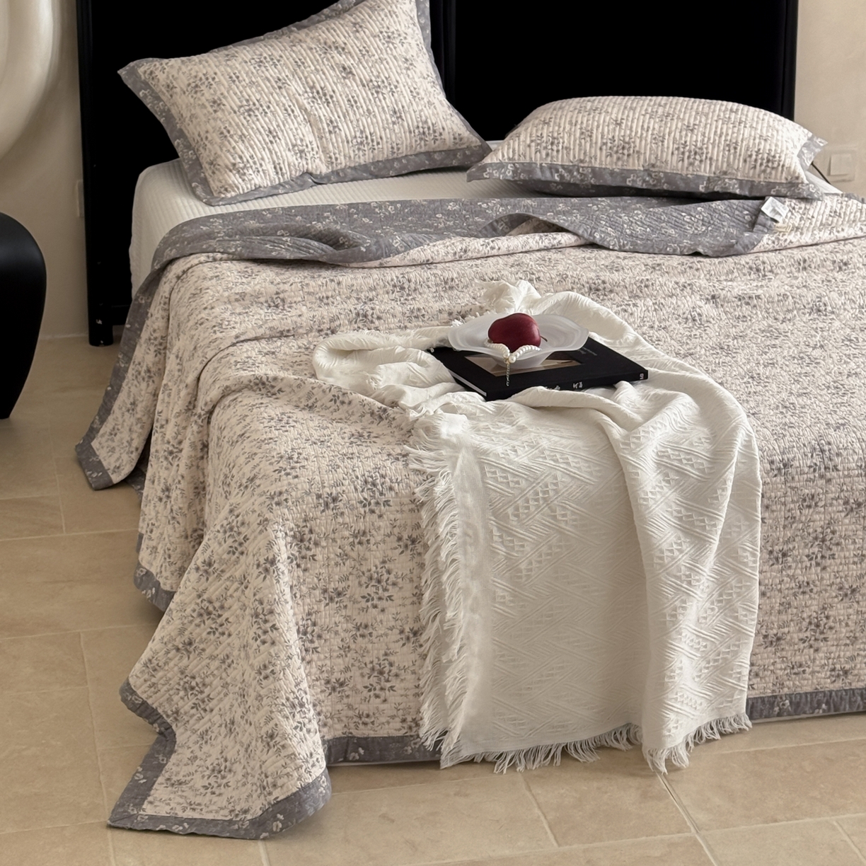 91家纺网 家纺一手货源 找家纺 床盖工厂店 2026春夏新款双面100%全棉填充棉花床盖三件套 清陌（米）