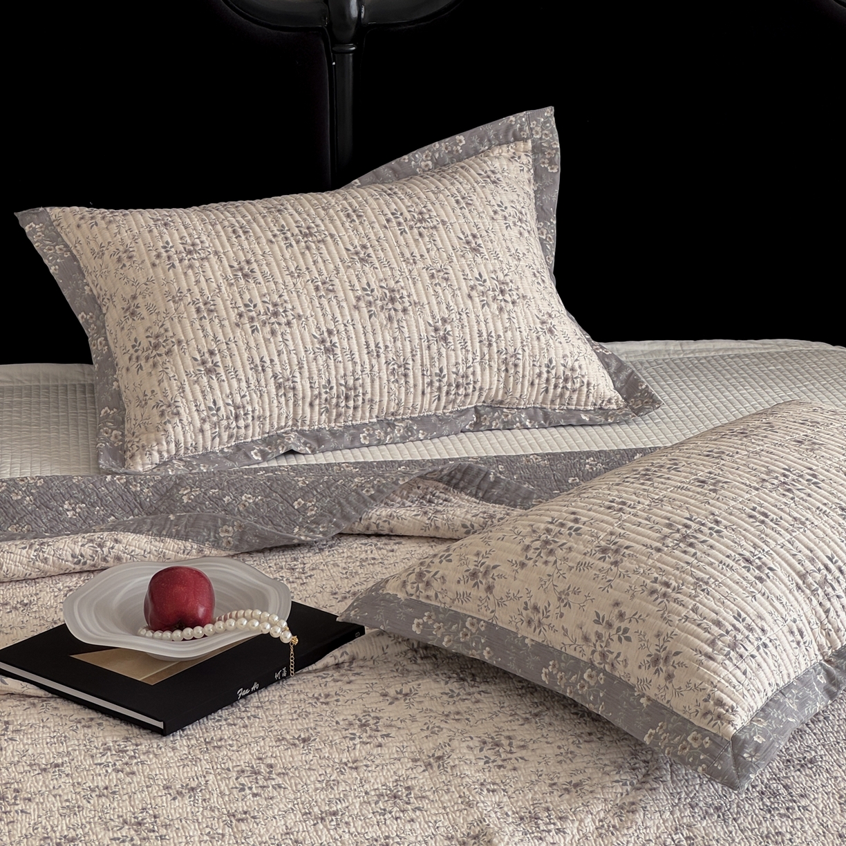 91家纺网 家纺一手货源 找家纺 床盖工厂店 2026春夏新款双面100%全棉填充棉花床盖三件套 清陌（米）