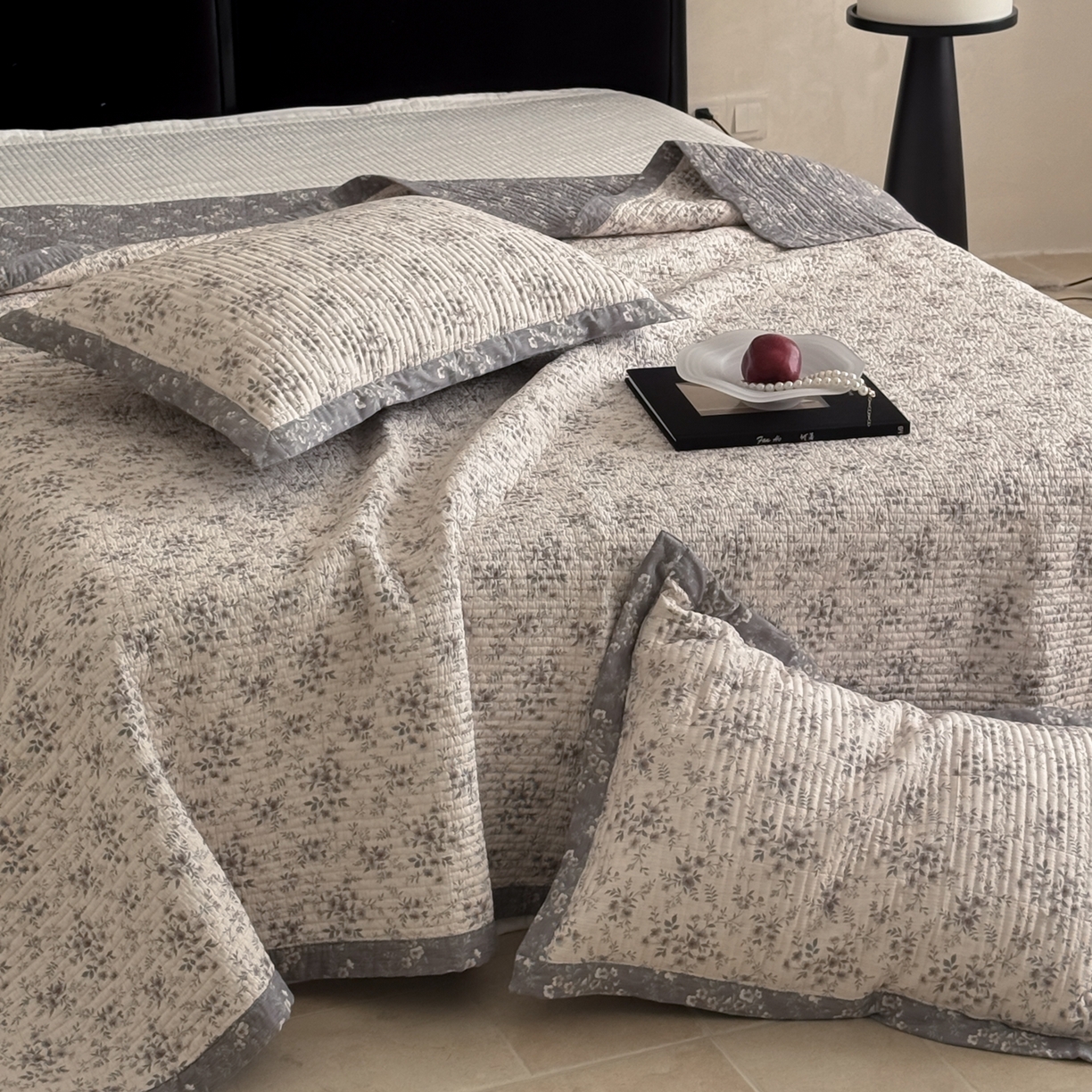 91家纺网 家纺一手货源 找家纺 床盖工厂店 2026春夏新款双面100%全棉填充棉花床盖三件套 清陌（米）