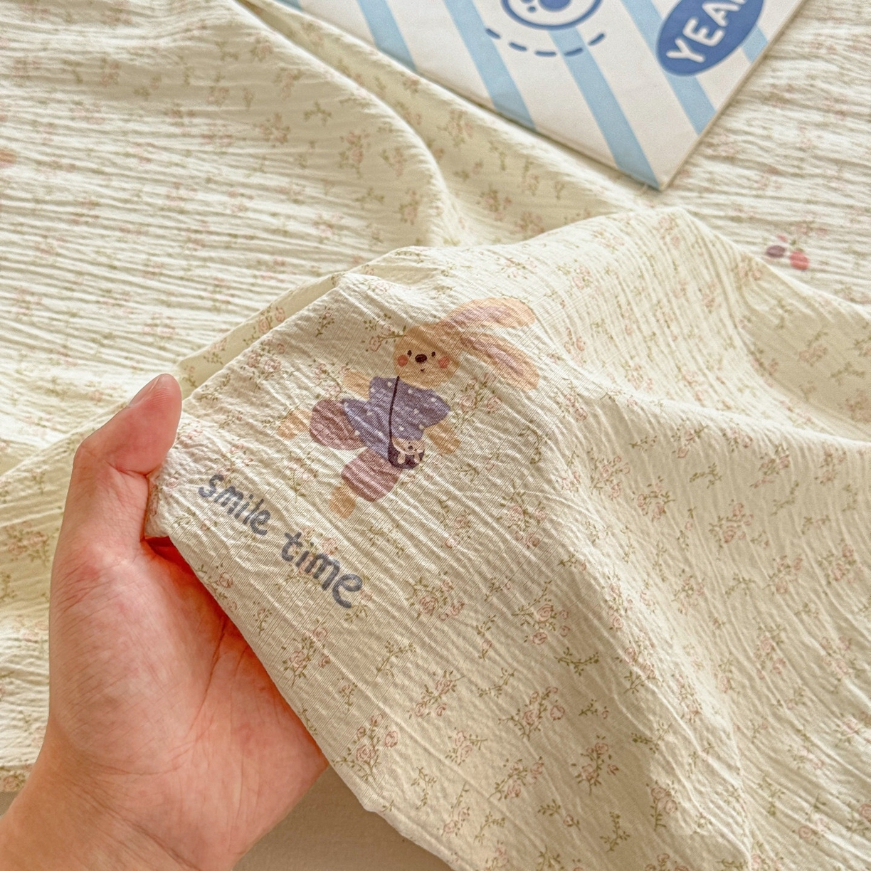 91家纺网 家纺一手货源 找家纺 丽美人家纺 2026新款A类皱皱双层纱印花单床单床单单件 乐园