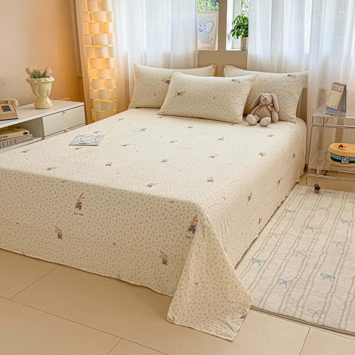 91家纺网 家纺一手货源 找家纺 丽美人家纺 2026新款A类皱皱双层纱印花单床单床单单件 乐园