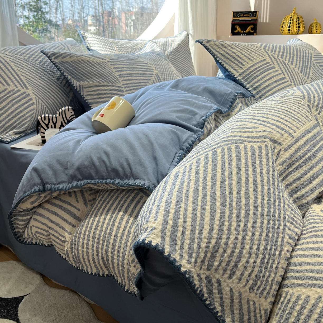 91家纺网 家纺一手货源 找家纺 （总）如一 2026新款全棉华夫格三角针工艺四件套