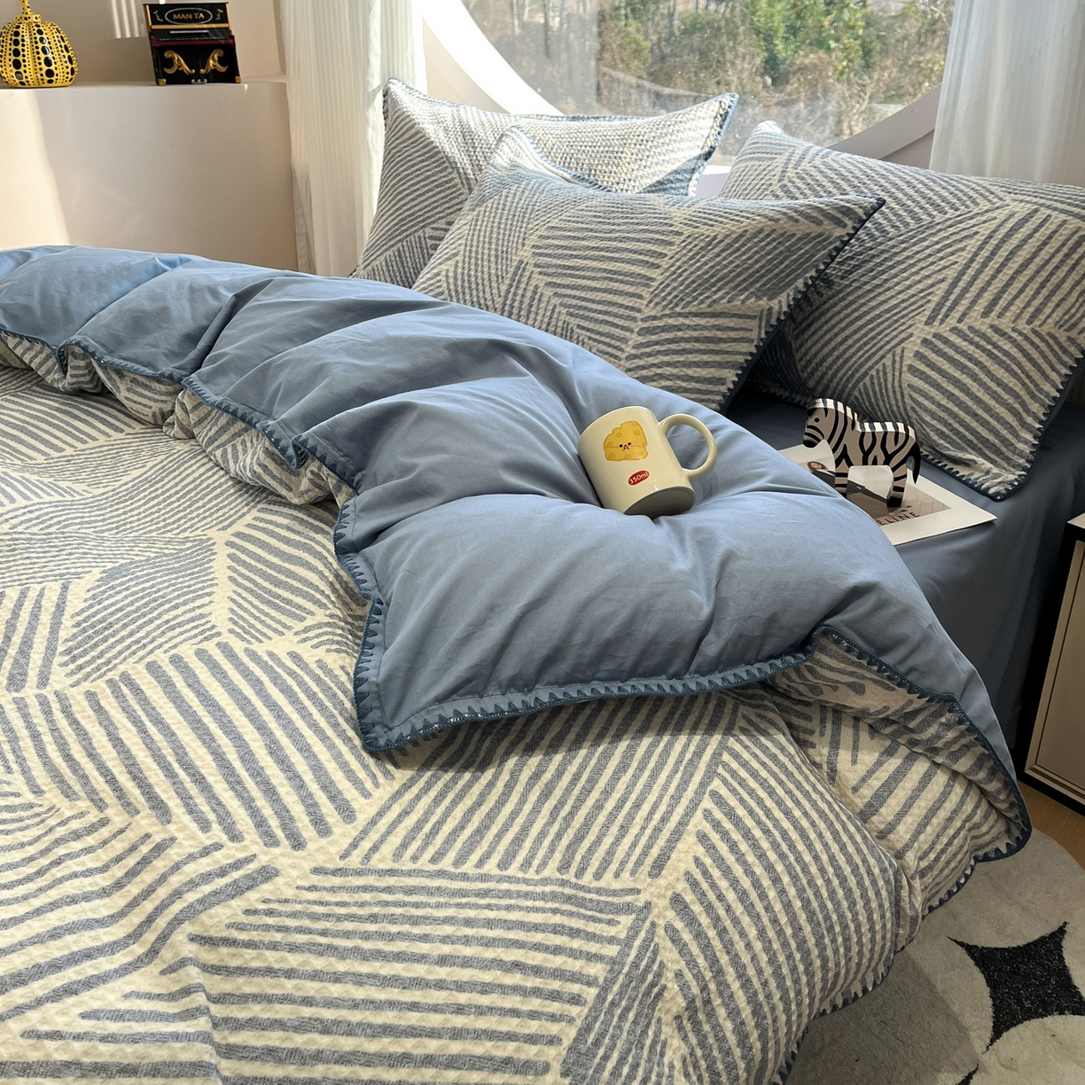 91家纺网 家纺一手货源 找家纺 （总）如一 2026新款全棉华夫格三角针工艺四件套