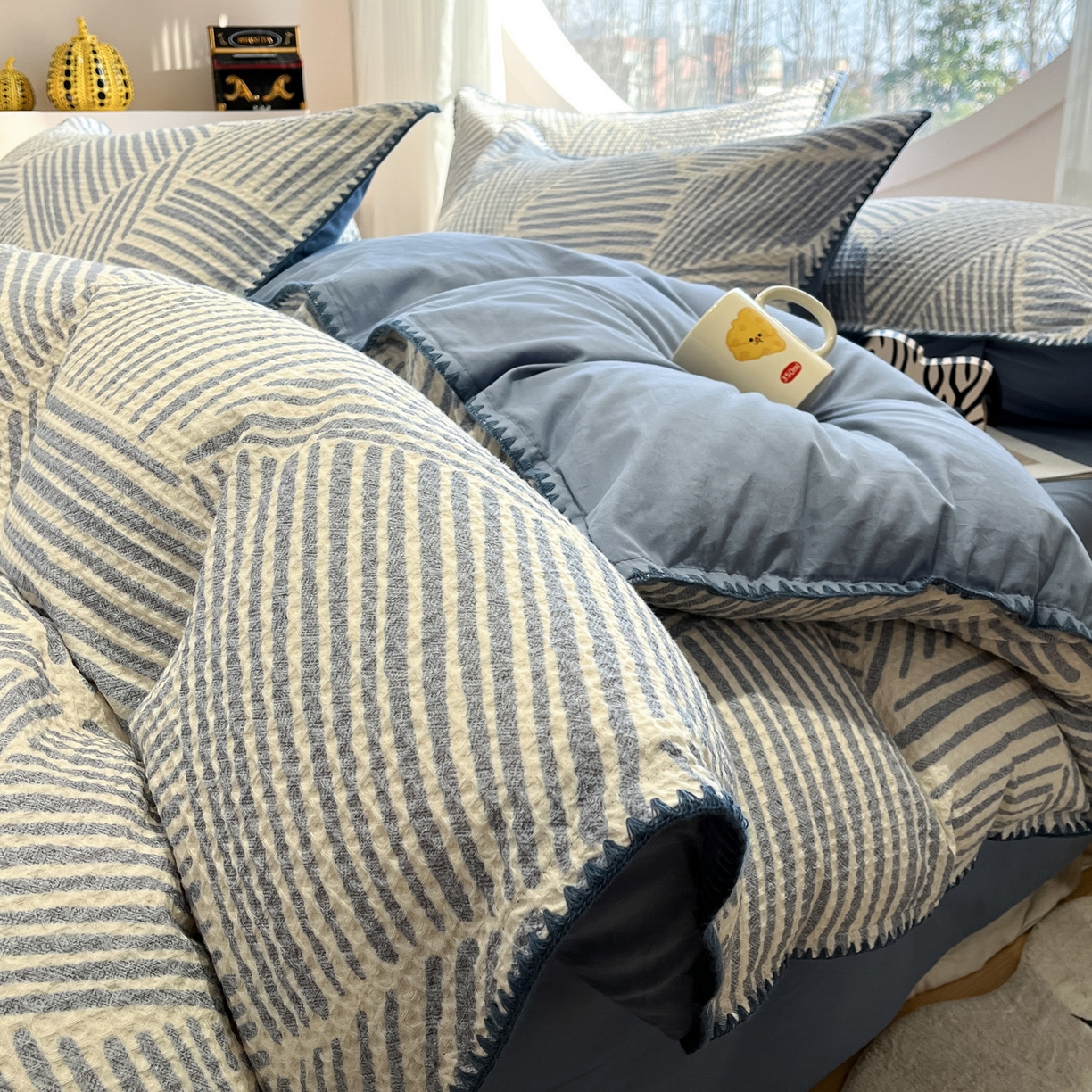 91家纺网 家纺一手货源 找家纺 （总）如一 2026新款全棉华夫格三角针工艺四件套