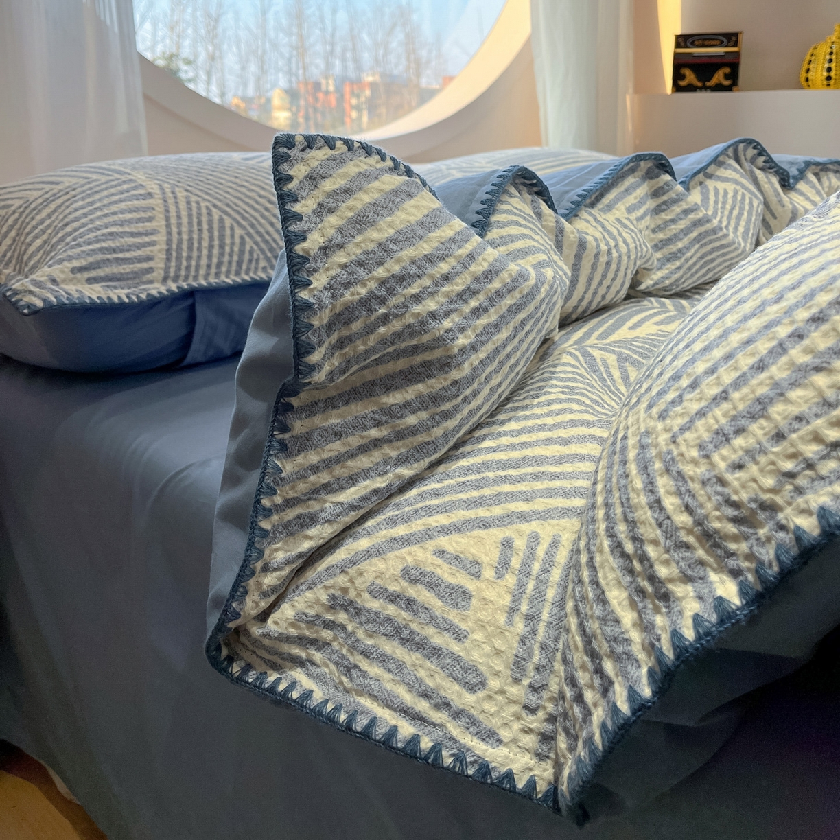 91家纺网 家纺一手货源 找家纺 （总）如一 2026新款全棉华夫格三角针工艺四件套