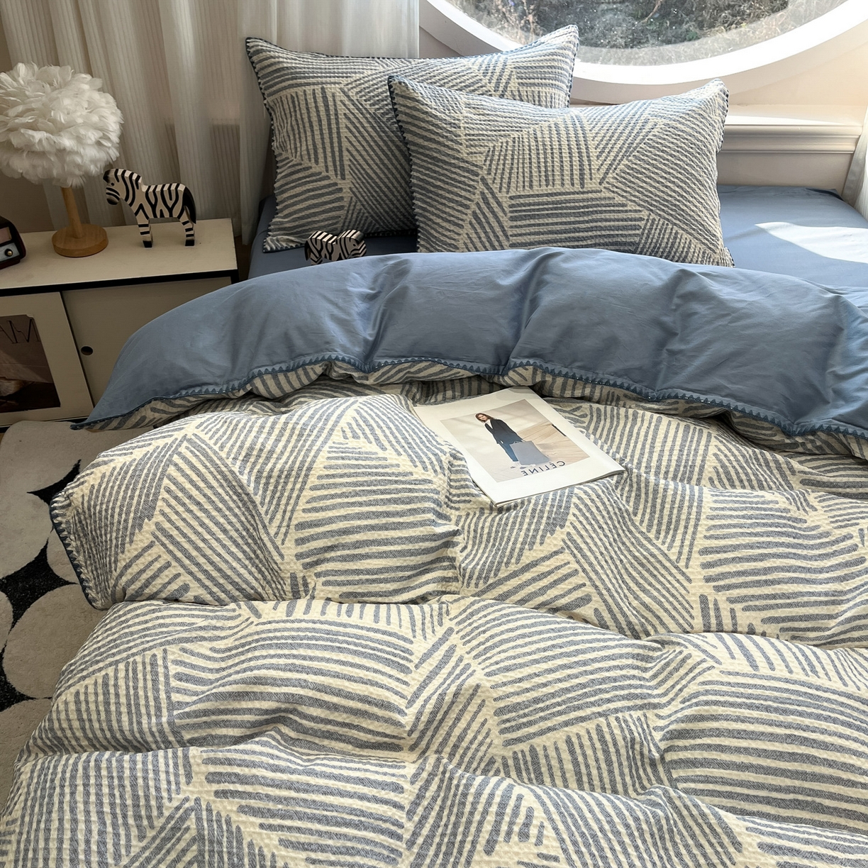 91家纺网 家纺一手货源 找家纺 （总）如一 2026新款全棉华夫格三角针工艺四件套