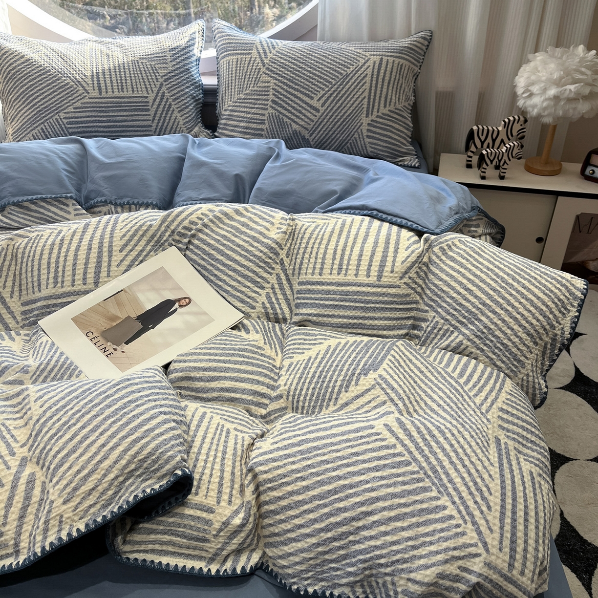 91家纺网 家纺一手货源 找家纺 （总）如一 2026新款全棉华夫格三角针工艺四件套