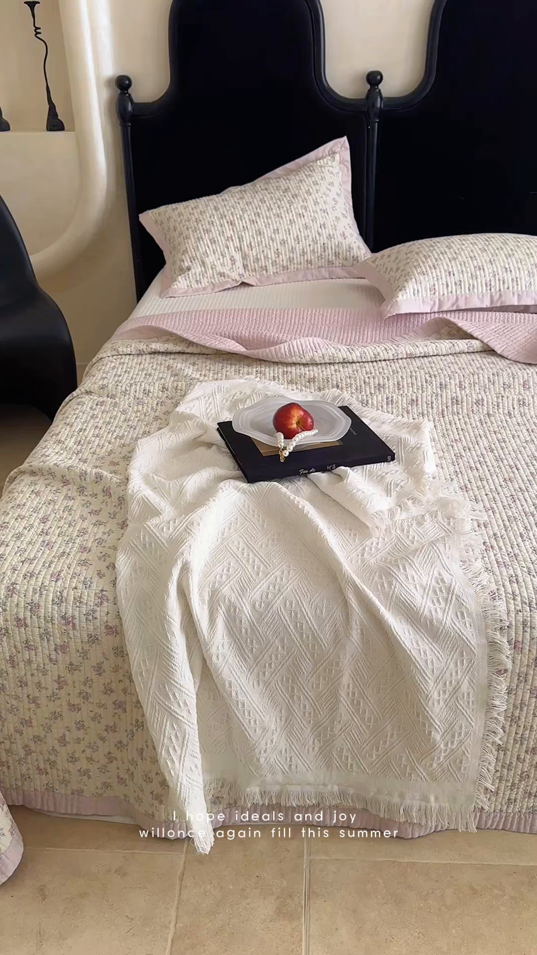 91家纺网 家纺一手货源 找家纺 床盖工厂店 2026春夏新款双面100%全棉填充棉花床盖三件套 恬美（粉）