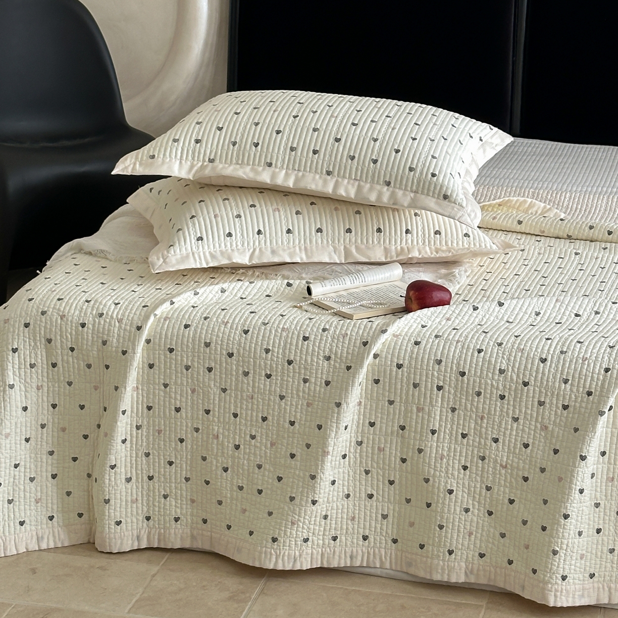 91家纺网 家纺一手货源 找家纺 床盖工厂店 2026春夏新款双面100%全棉填充棉花床盖三件套 甜心公主（粉）