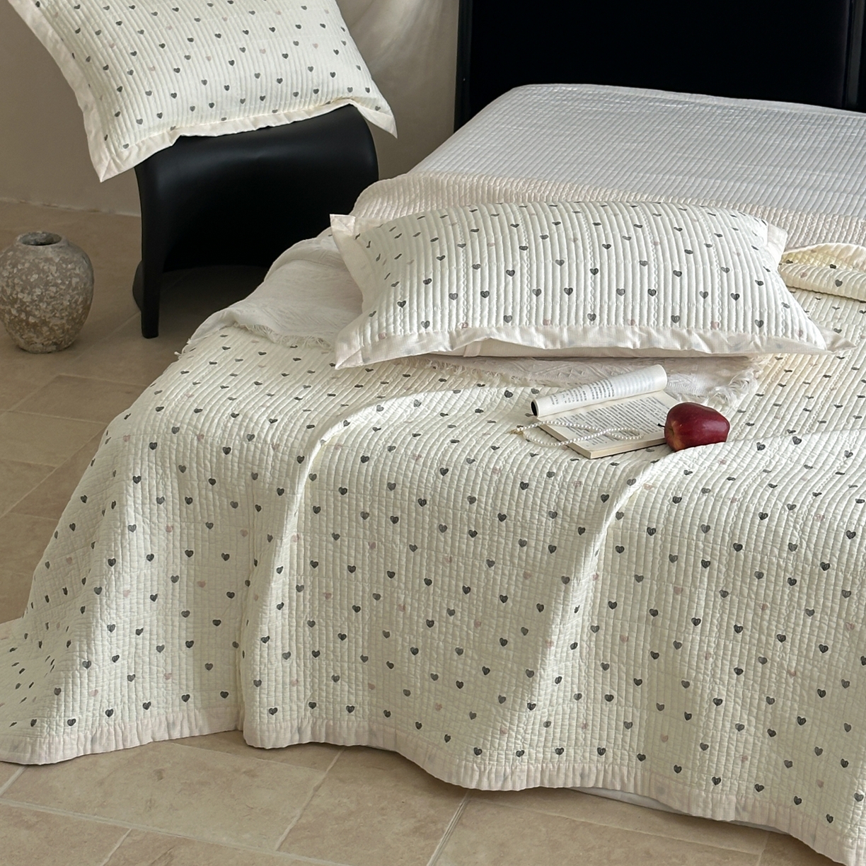 91家纺网 家纺一手货源 找家纺 床盖工厂店 2026春夏新款双面100%全棉填充棉花床盖三件套 甜心公主（粉）