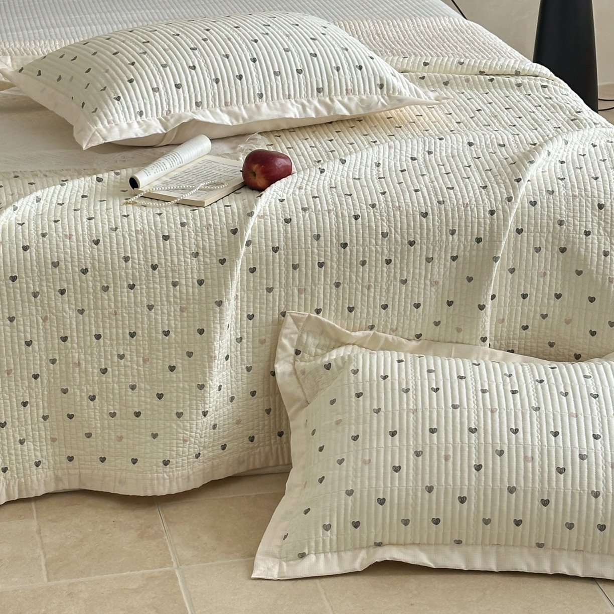 91家纺网 家纺一手货源 找家纺 床盖工厂店 2026春夏新款双面100%全棉填充棉花床盖三件套 甜心公主（粉）