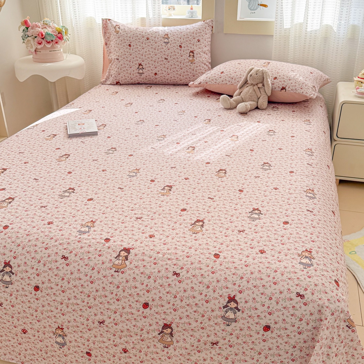 91家纺网 家纺一手货源 找家纺 丽美人家纺 2026新款A类皱皱双层纱印花单床单床单单件 玛丽