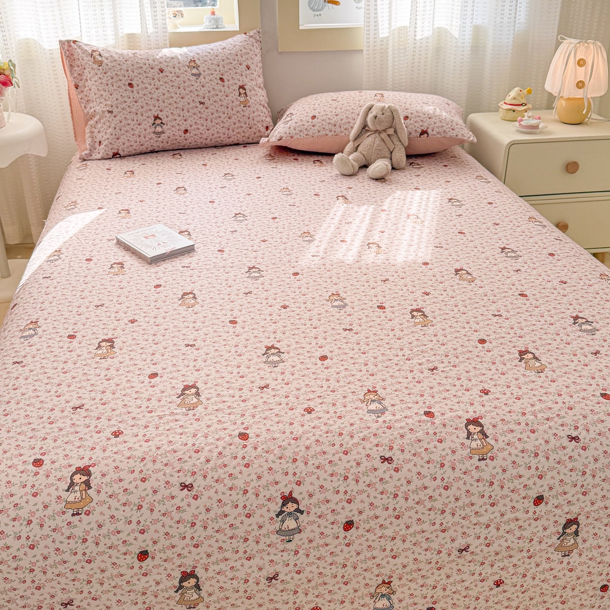 91家纺网 家纺一手货源 找家纺 丽美人家纺 2026新款A类皱皱双层纱印花单床单床单单件 玛丽