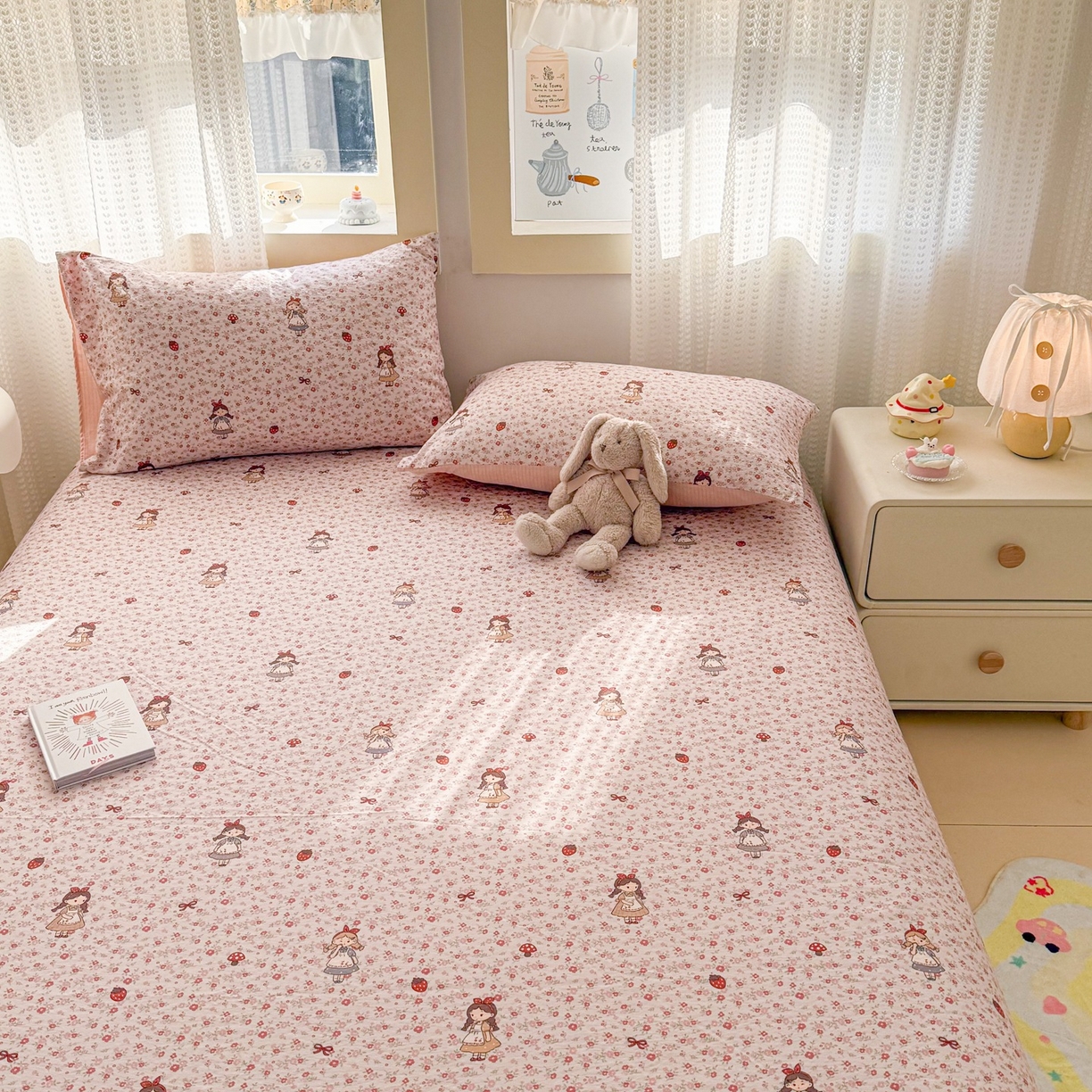 91家纺网 家纺一手货源 找家纺 丽美人家纺 2026新款A类皱皱双层纱印花单床单床单单件 玛丽