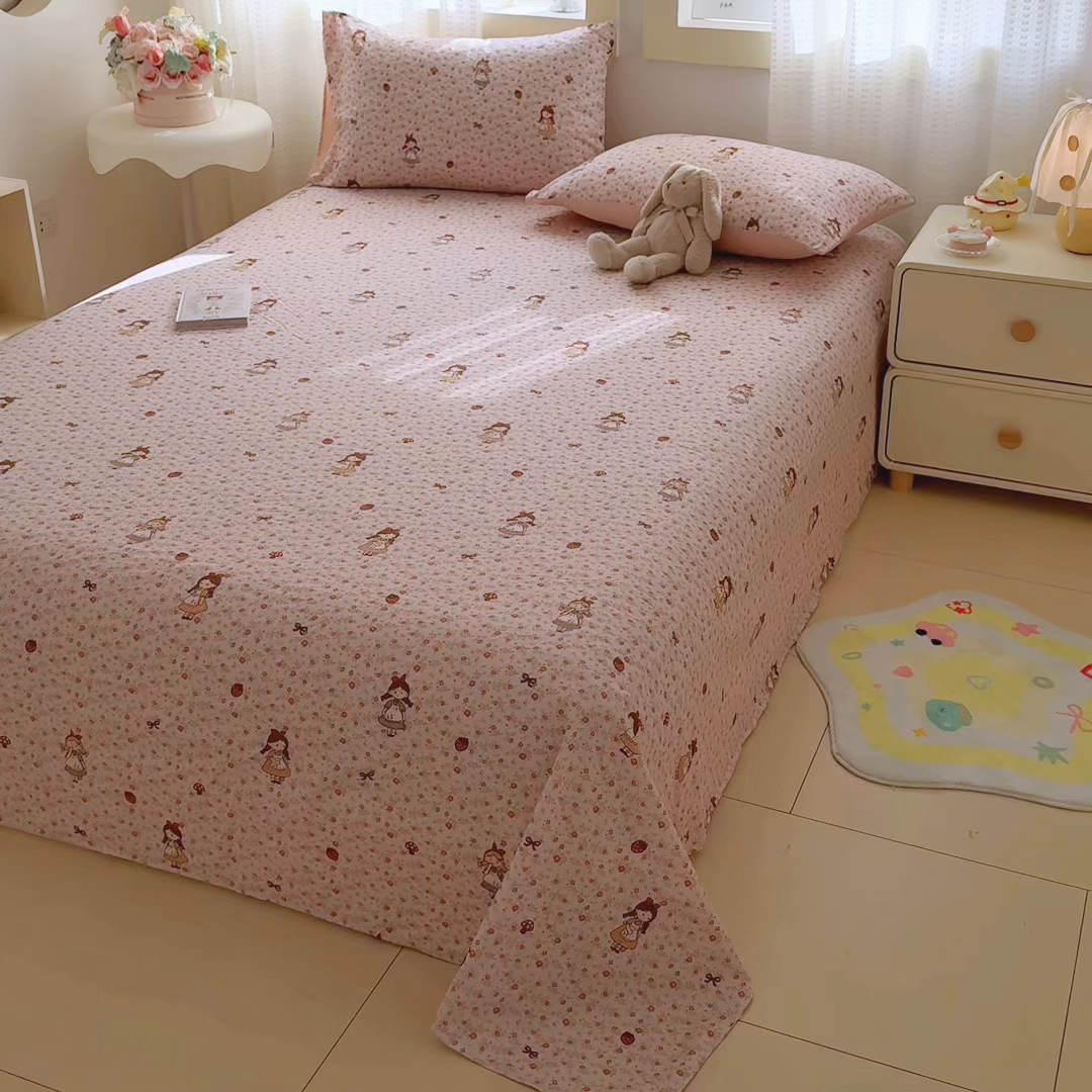 91家纺网 家纺一手货源 找家纺 丽美人家纺 2026新款A类皱皱双层纱印花单床单床单单件 玛丽