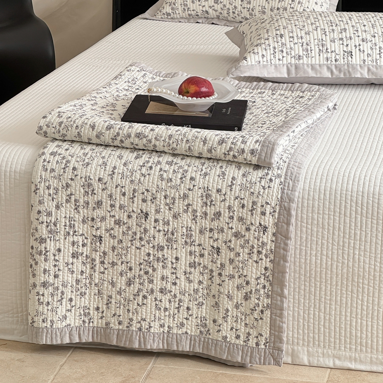 91家纺网 家纺一手货源 找家纺 床盖工厂店 2026春夏新款双面100%全棉填充棉花床盖三件套 晚烟