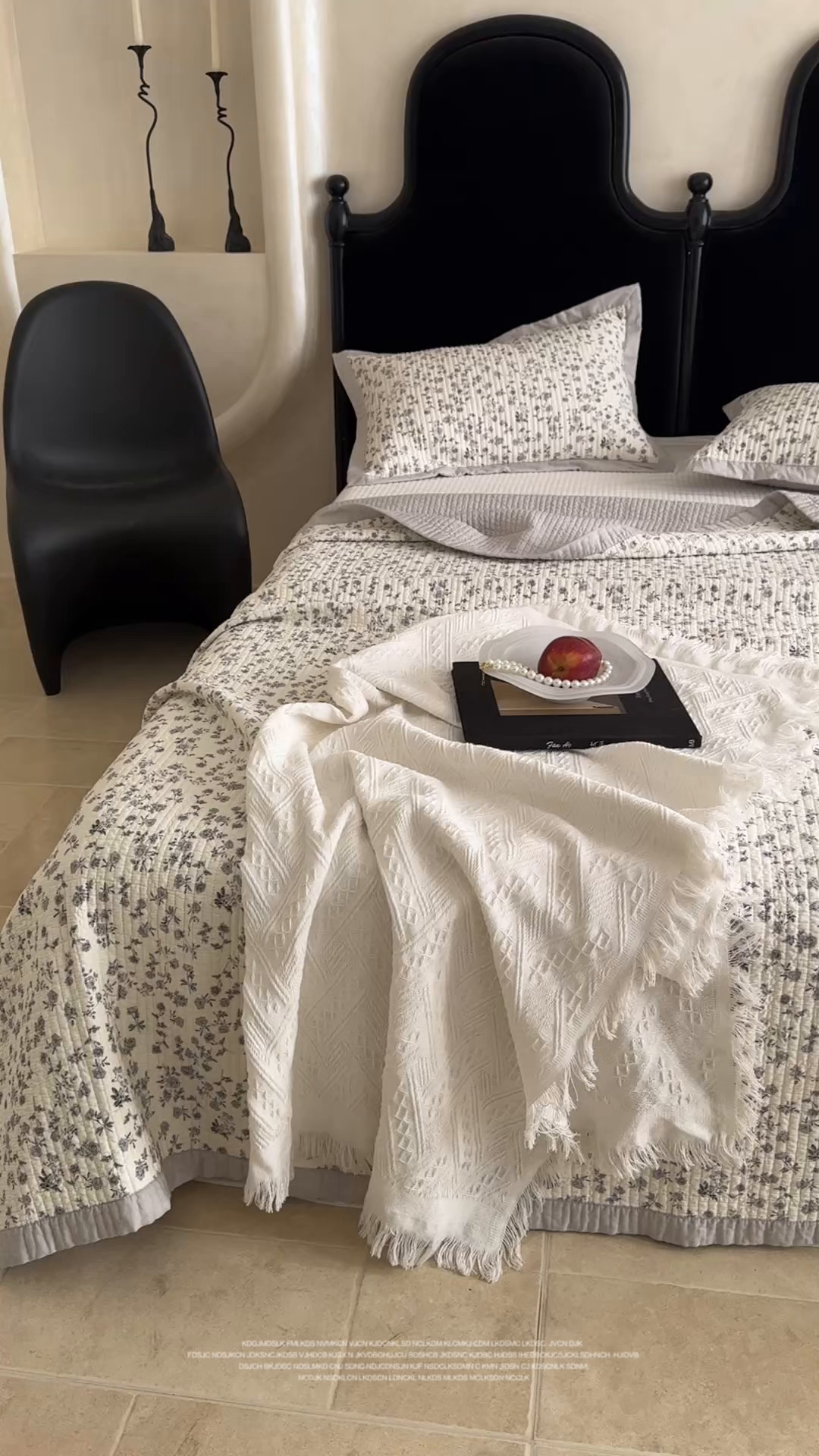 91家纺网 家纺一手货源 找家纺 床盖工厂店 2026春夏新款双面100%全棉填充棉花床盖三件套 晚烟