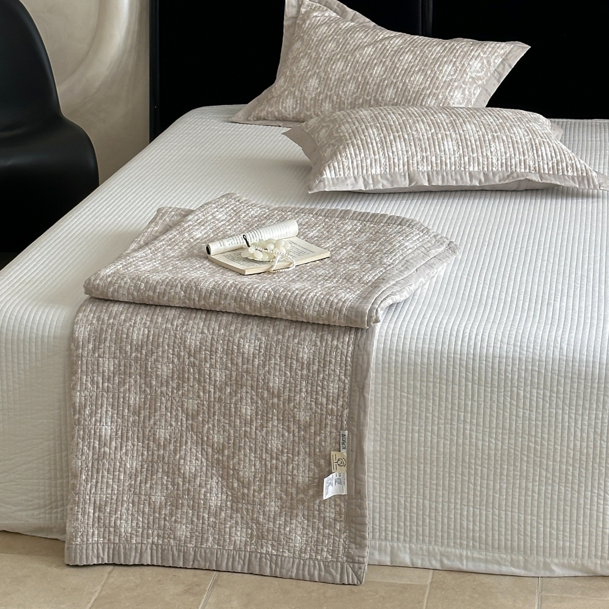 91家纺网 家纺一手货源 找家纺 床盖工厂店 2026春夏新款双面100%全棉填充棉花床盖三件套 忆江南