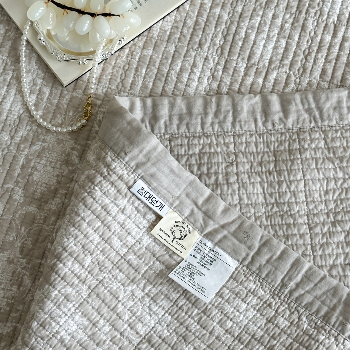 91家纺网 家纺一手货源 找家纺 床盖工厂店 2026春夏新款双面100%全棉填充棉花床盖三件套 忆江南