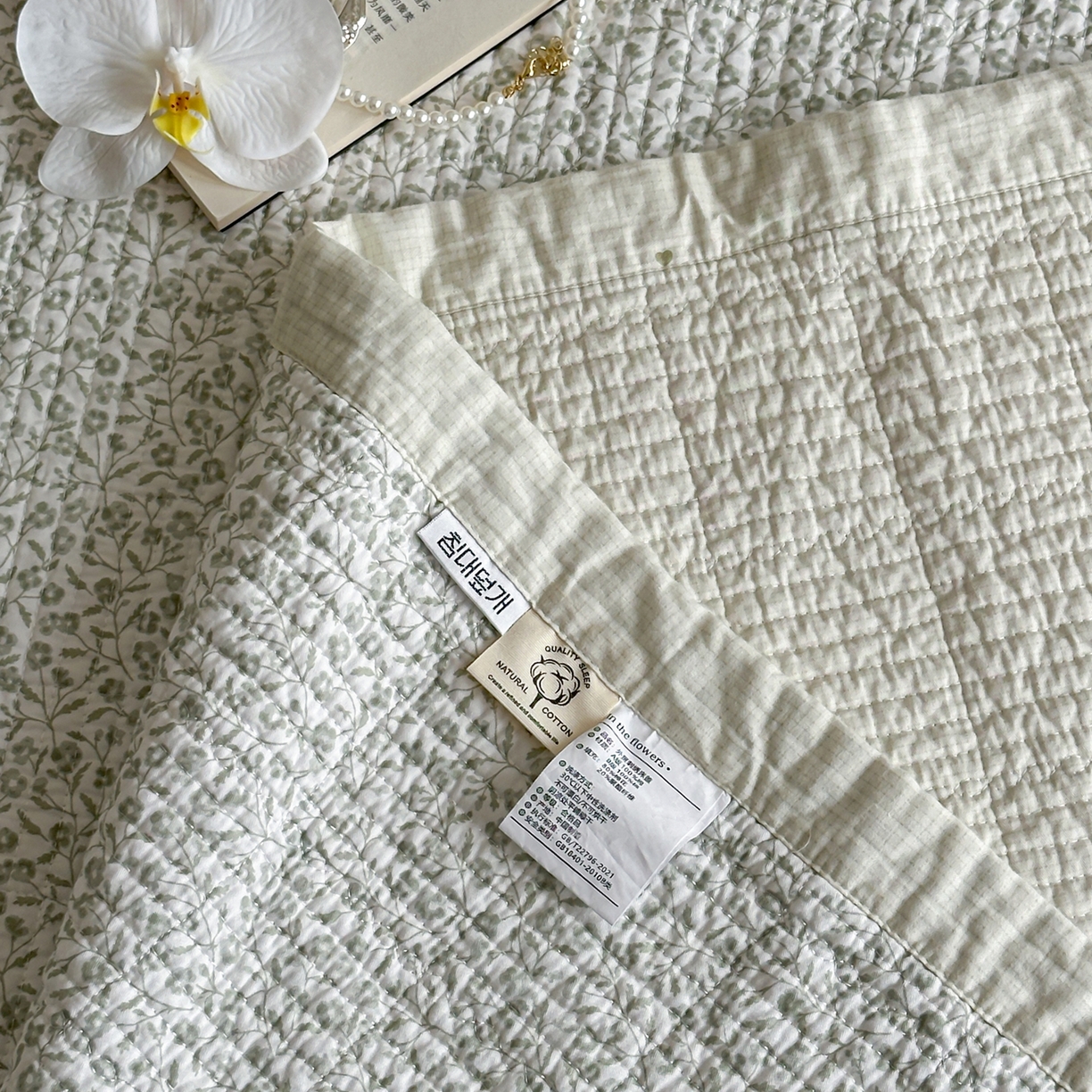 91家纺网 家纺一手货源 找家纺 床盖工厂店 2026春夏新款双面100%全棉填充棉花床盖三件套 玉楼春