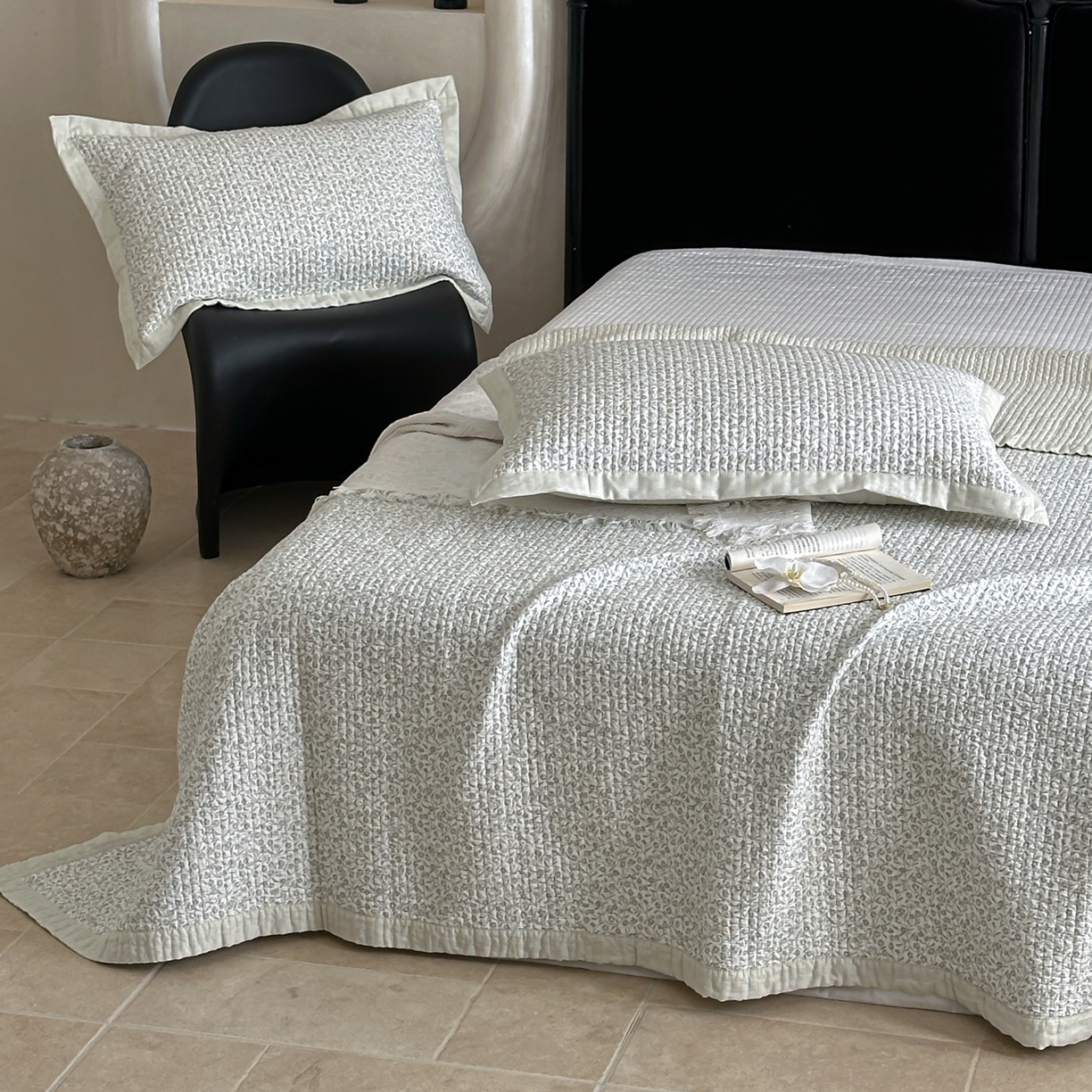 91家纺网 家纺一手货源 找家纺 床盖工厂店 2026春夏新款双面100%全棉填充棉花床盖三件套 玉楼春