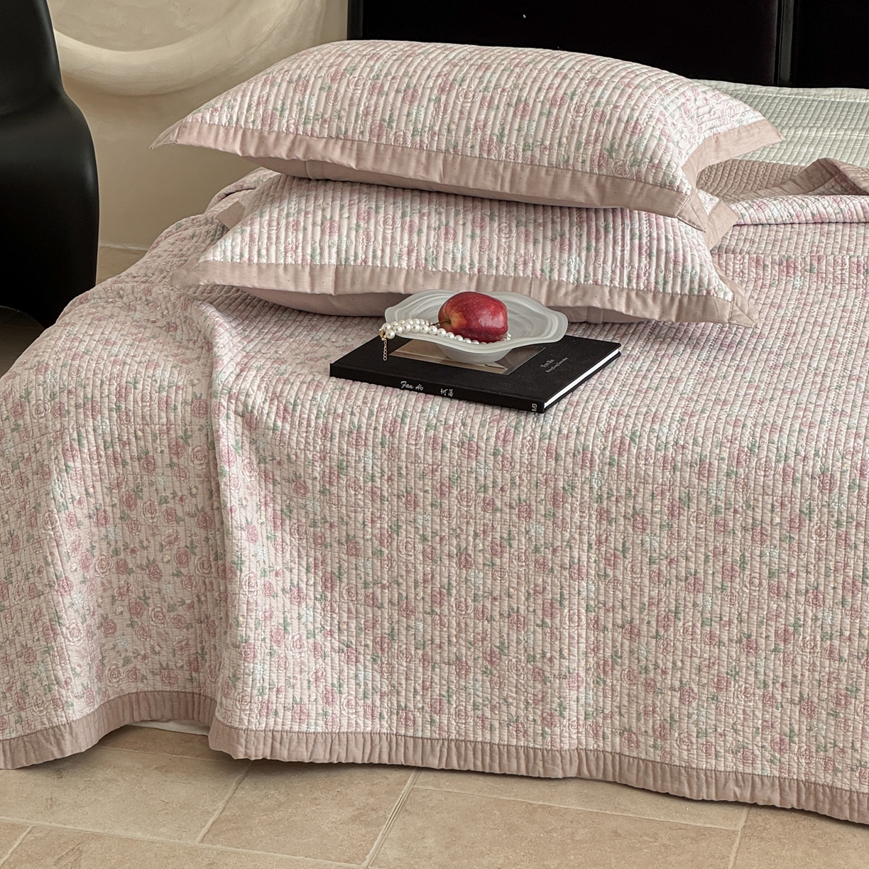 91家纺网 家纺一手货源 找家纺 床盖工厂店 2026春夏新款双面100%全棉填充棉花床盖三件套 悦色