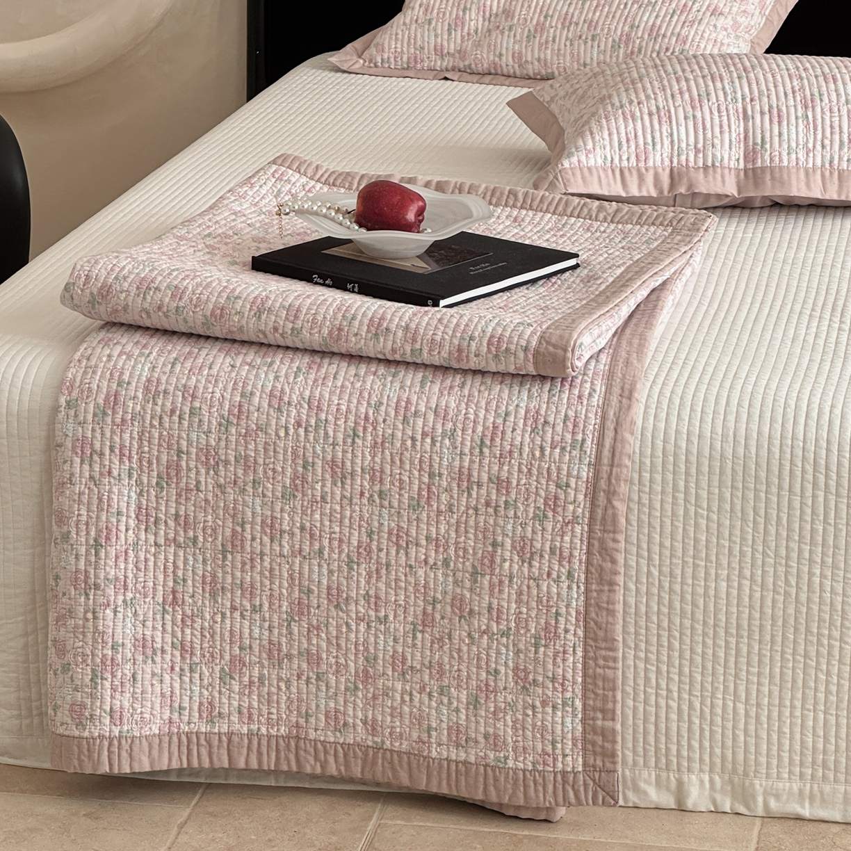 91家纺网 家纺一手货源 找家纺 床盖工厂店 2026春夏新款双面100%全棉填充棉花床盖三件套 悦色