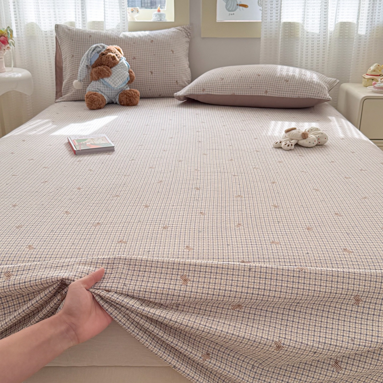 91家纺网 家纺一手货源 找家纺 丽美人家纺 2026新款A类皱皱双层纱印花单床单床单单件 柔格小狗