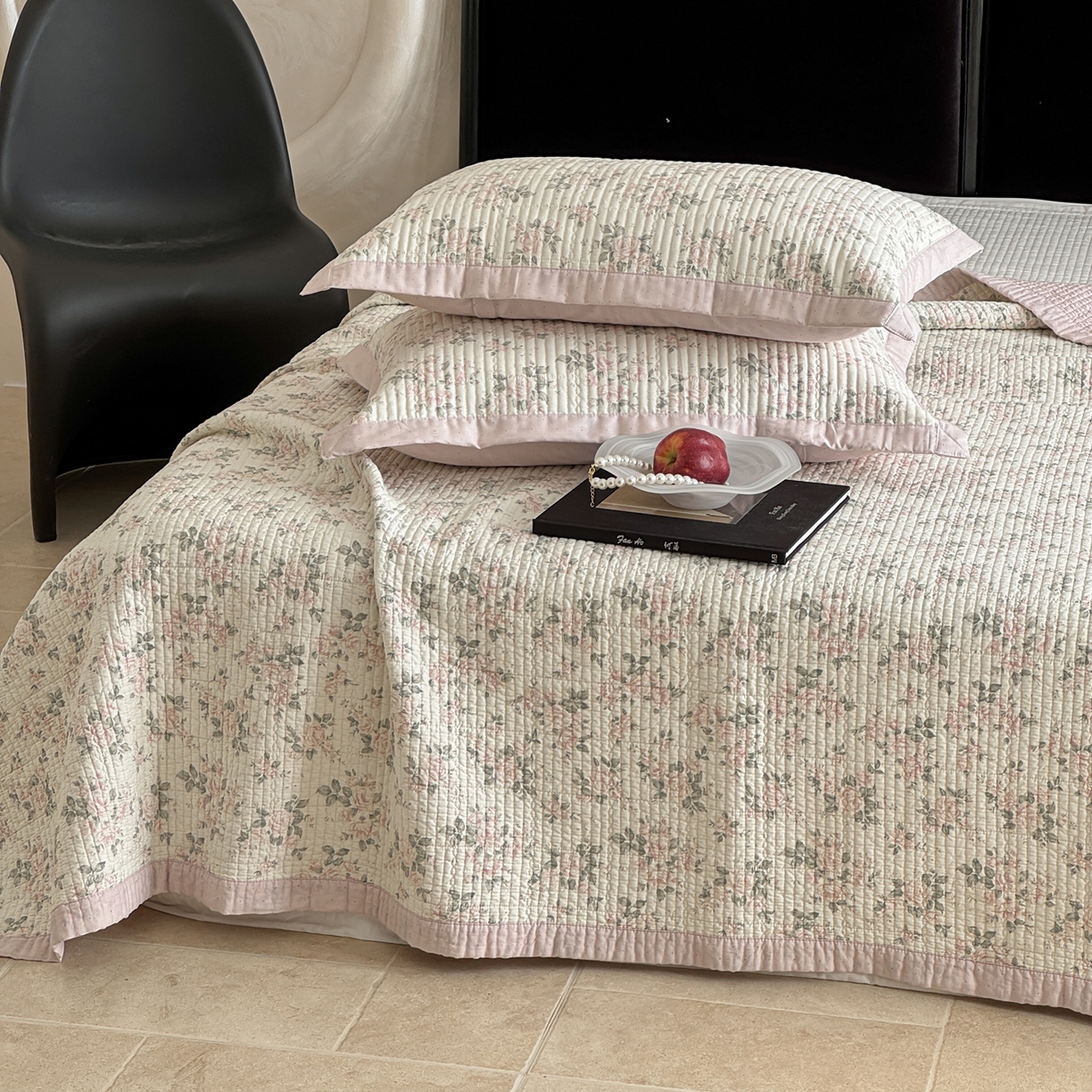 91家纺网 家纺一手货源 找家纺 床盖工厂店 2026春夏新款双面100%全棉填充棉花床盖三件套 云汐