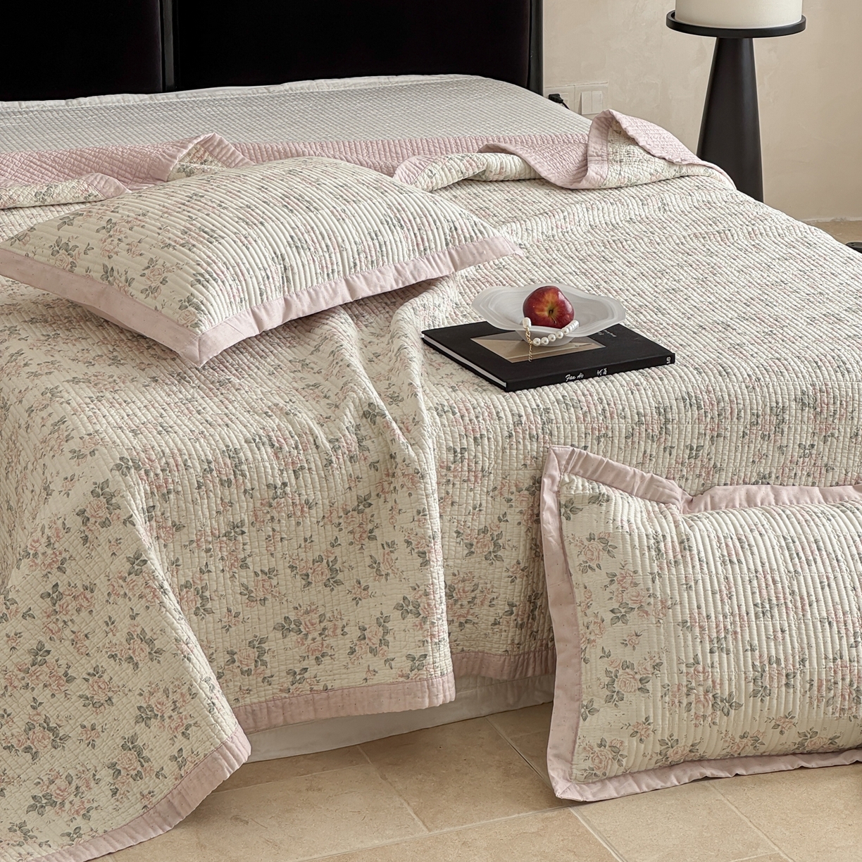 91家纺网 家纺一手货源 找家纺 床盖工厂店 2026春夏新款双面100%全棉填充棉花床盖三件套 云汐