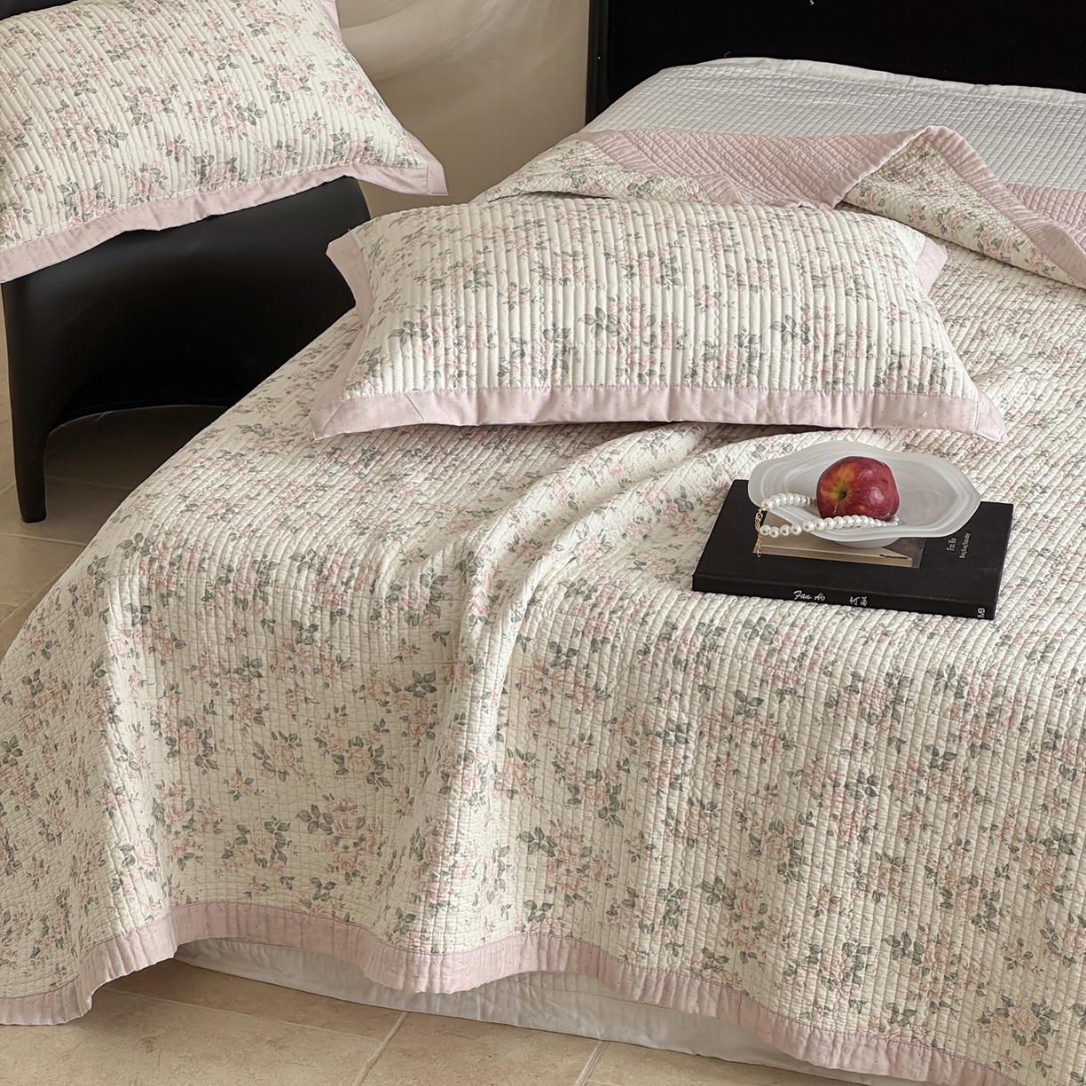 91家纺网 家纺一手货源 找家纺 床盖工厂店 2026春夏新款双面100%全棉填充棉花床盖三件套 云汐