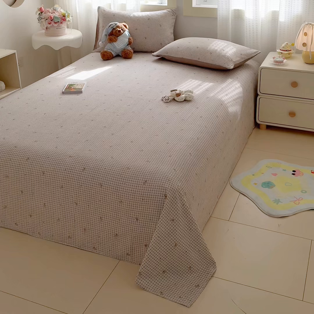 91家纺网 家纺一手货源 找家纺 丽美人家纺 2026新款A类皱皱双层纱印花单床单床单单件 柔格小狗