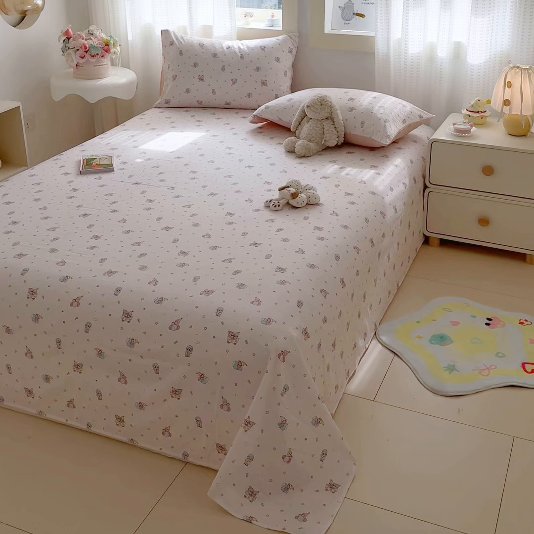 91家纺网 家纺一手货源 找家纺 丽美人家纺 2026新款A类皱皱双层纱印花单床单床单单件 云间童梦