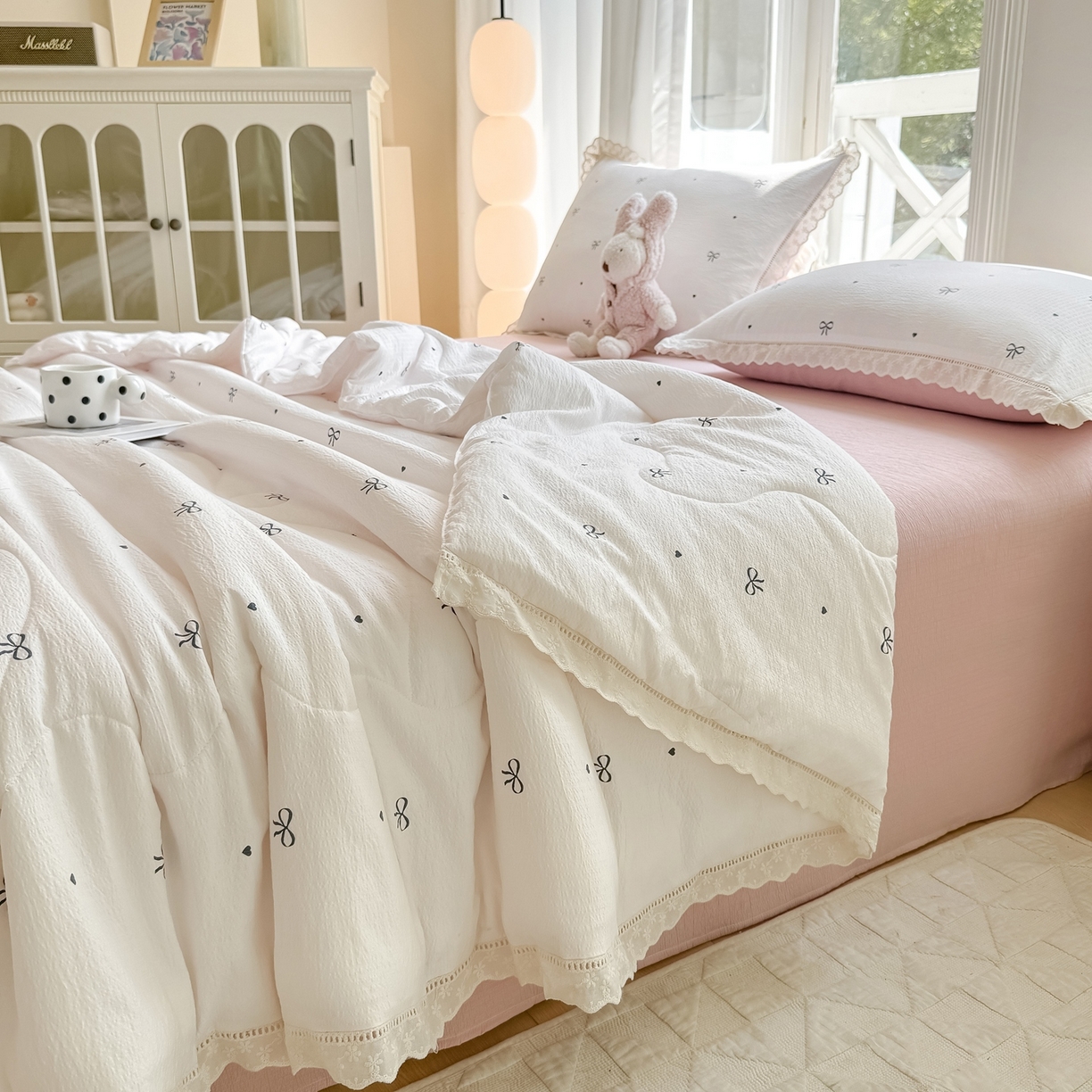 91家纺网 家纺一手货源 找家纺 丽美人家纺 2026新款A类皱皱双层纱印花单床单床单单件 叠拍图(仅供展示不可下单）