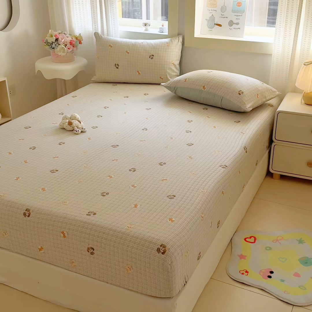 91家纺网 家纺一手货源 找家纺 （总）丽美人家纺 2026新款A类柔软双层皱皱纱印花单床笠床笠单件