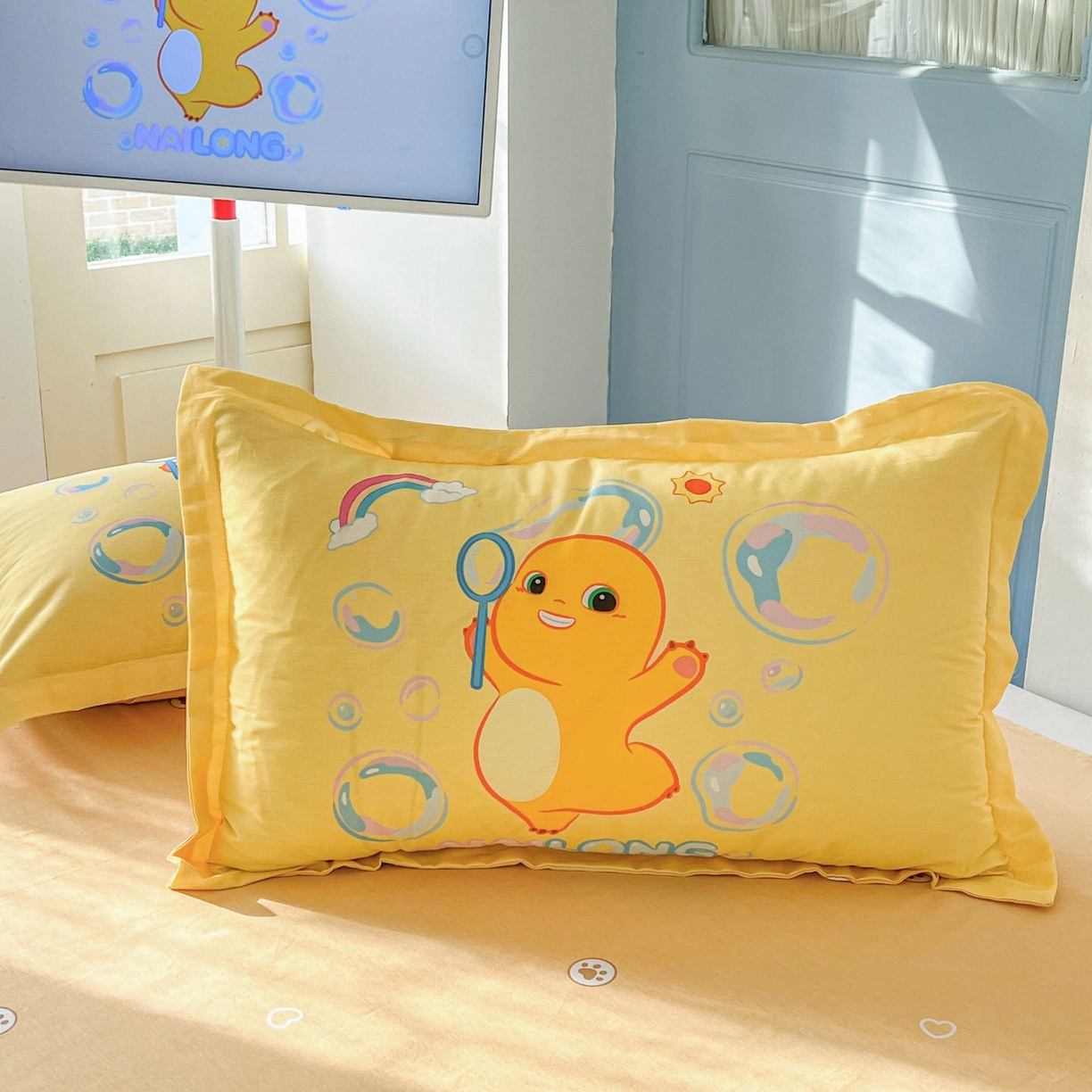 浩诚 2026新款全棉纯棉宽边单枕套 小奶龙