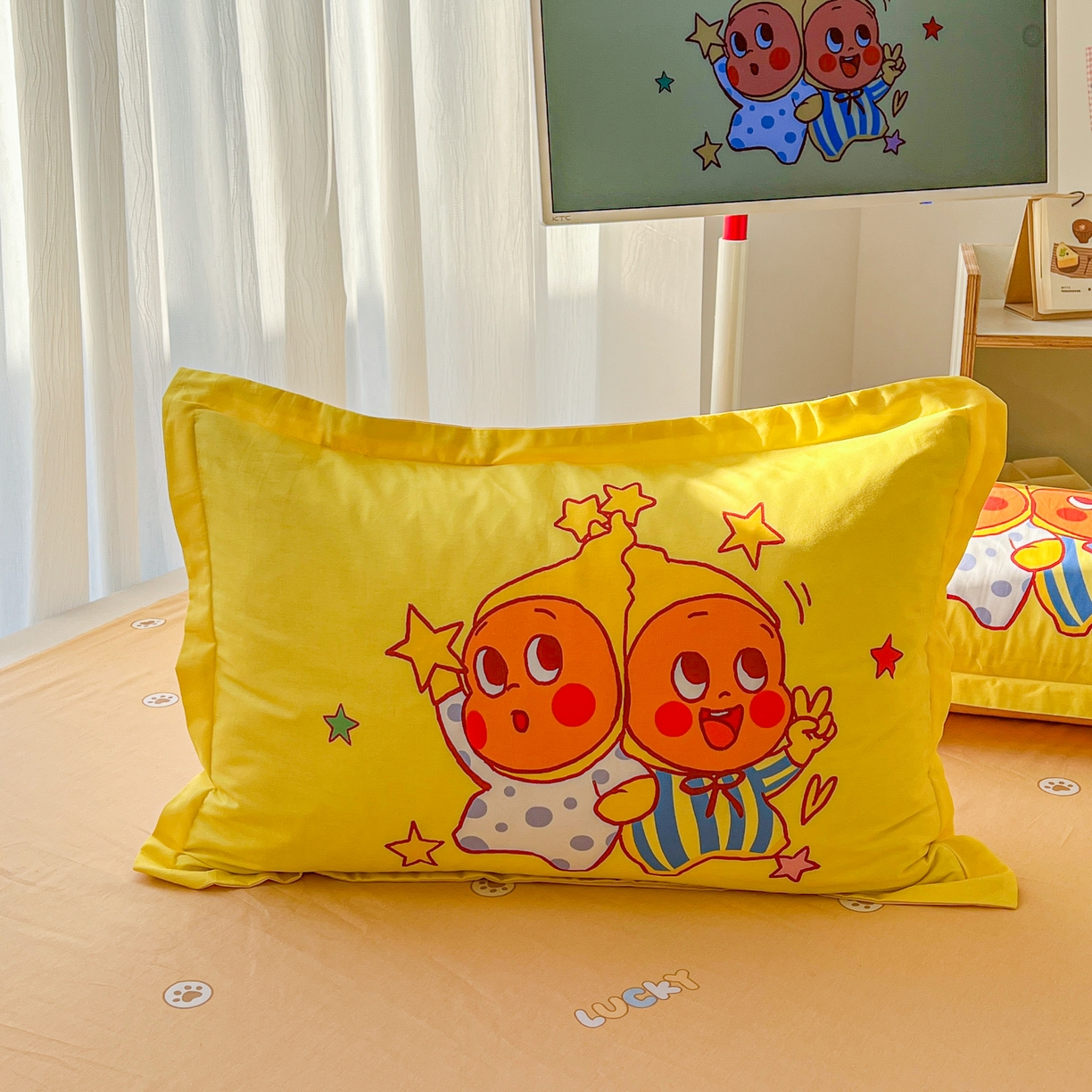 浩诚 2026新款全棉纯棉宽边单枕套 小星仔