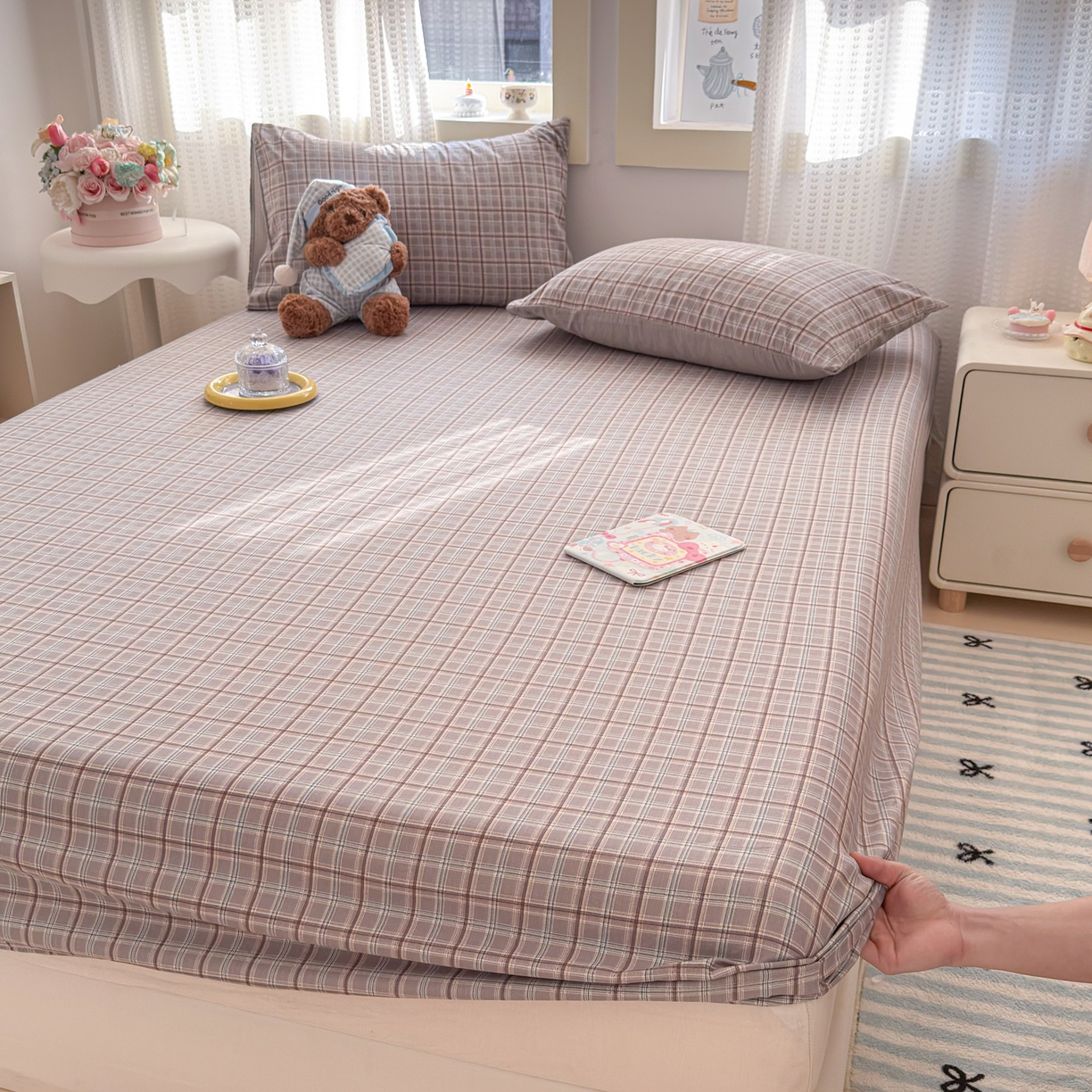 91家纺网 家纺一手货源 找家纺 丽美人家纺 2026新款A类柔软双层皱皱纱印花单床笠床笠单件 布兰卡