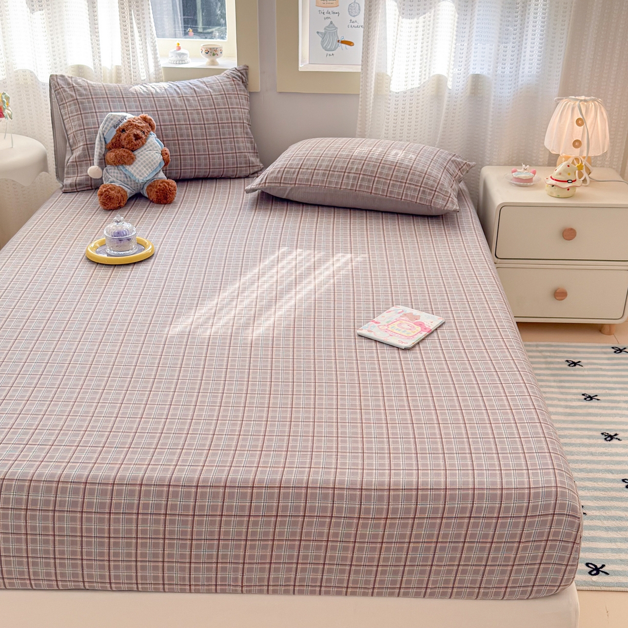 91家纺网 家纺一手货源 找家纺 丽美人家纺 2026新款A类柔软双层皱皱纱印花单床笠床笠单件 布兰卡