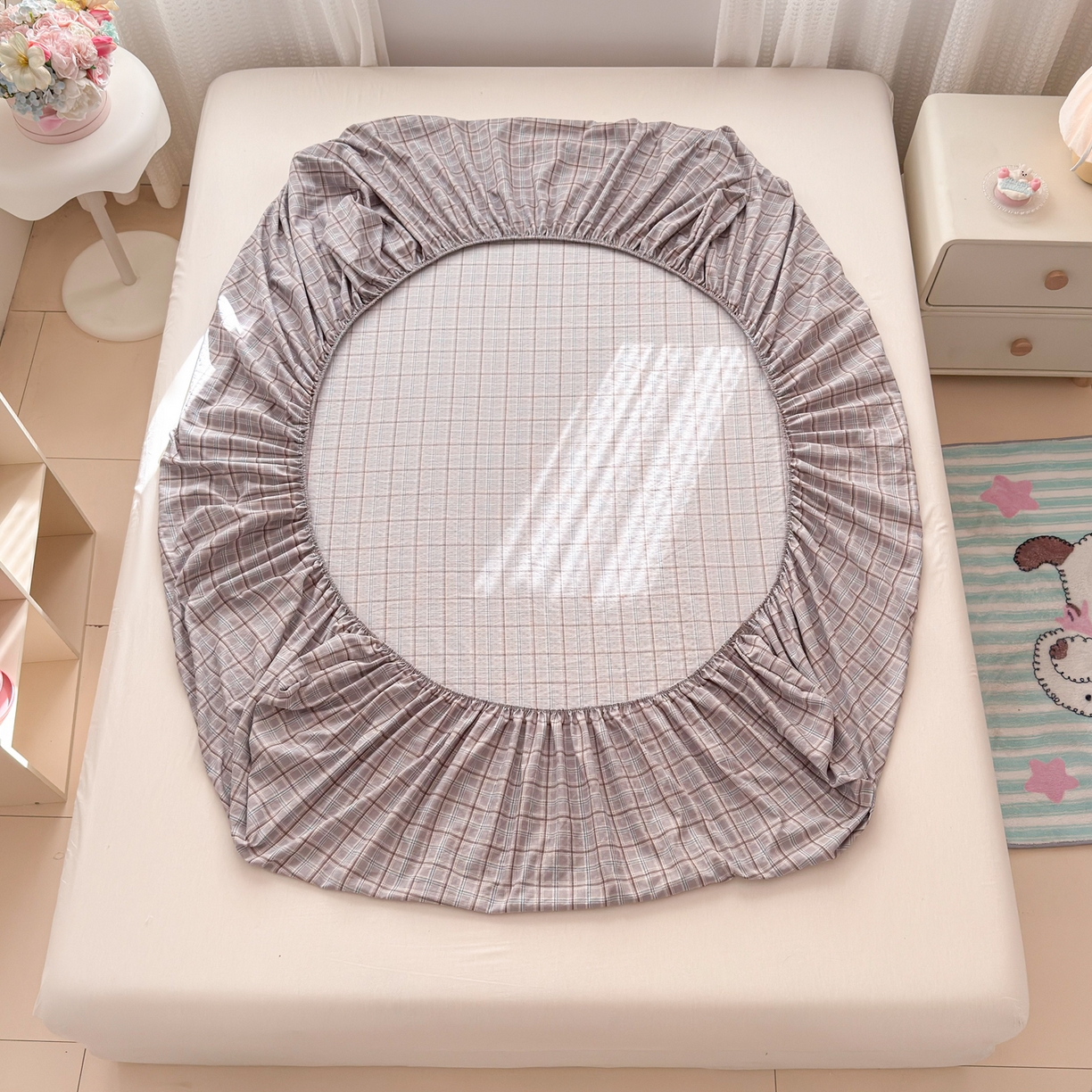 91家纺网 家纺一手货源 找家纺 丽美人家纺 2026新款A类柔软双层皱皱纱印花单床笠床笠单件 布兰卡