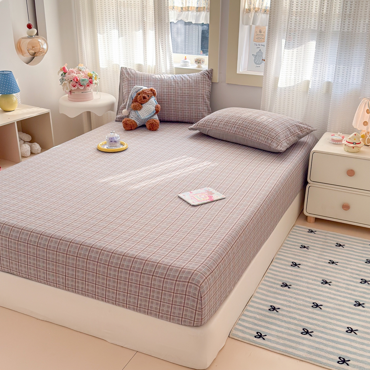 91家纺网 家纺一手货源 找家纺 丽美人家纺 2026新款A类柔软双层皱皱纱印花单床笠床笠单件 布兰卡