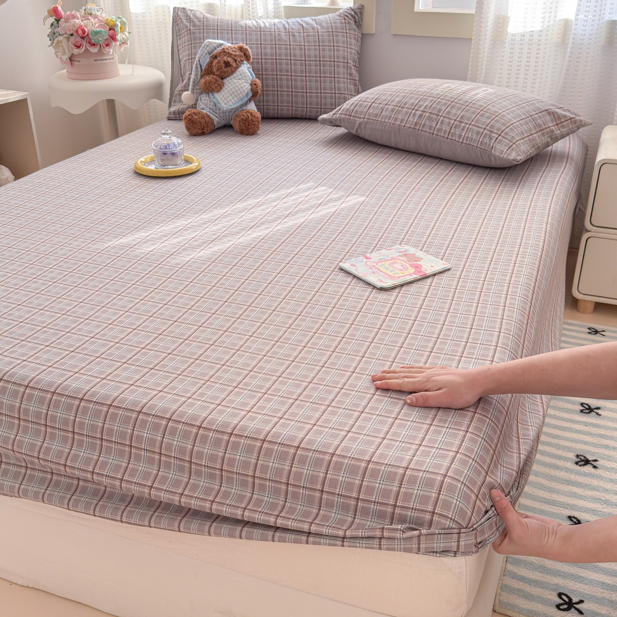 91家纺网 家纺一手货源 找家纺 丽美人家纺 2026新款A类柔软双层皱皱纱印花单床笠床笠单件 布兰卡