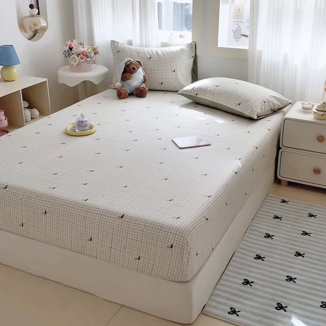 91家纺网 家纺一手货源 找家纺 丽美人家纺 2026新款A类柔软双层皱皱纱印花单床笠床笠单件 腊肠狗