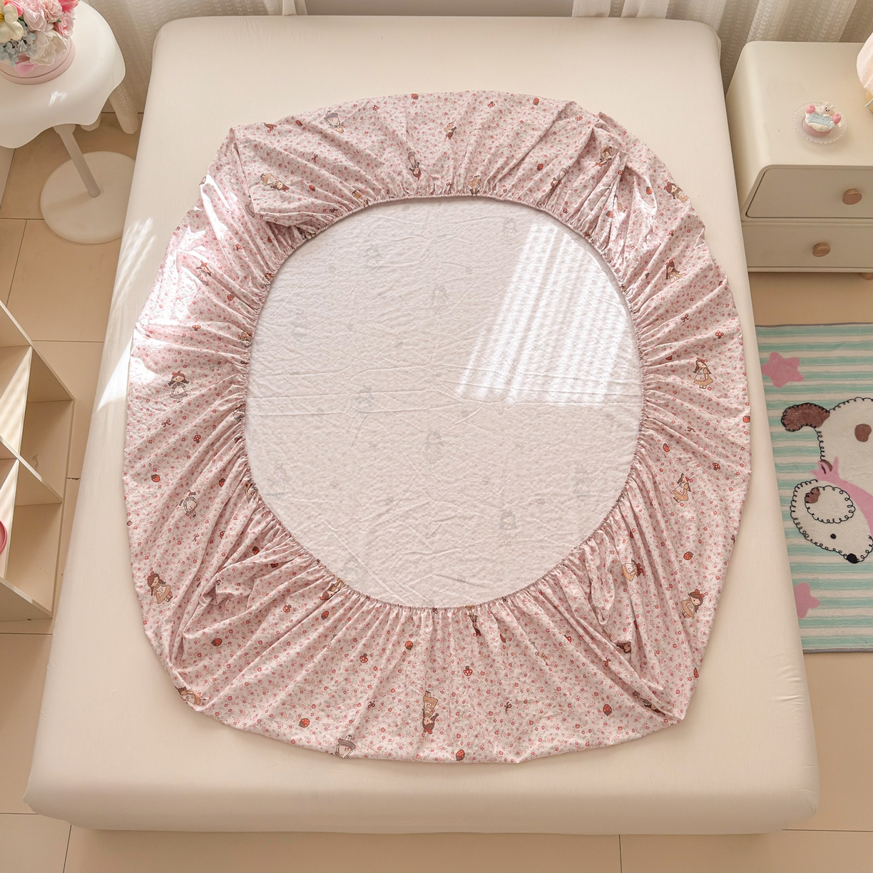 91家纺网 家纺一手货源 找家纺 丽美人家纺 2026新款A类柔软双层皱皱纱印花单床笠床笠单件 玛丽