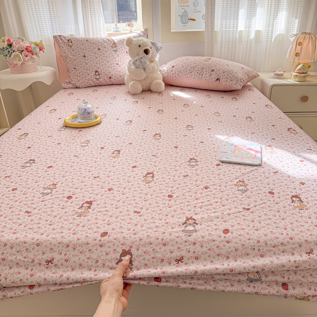 91家纺网 家纺一手货源 找家纺 丽美人家纺 2026新款A类柔软双层皱皱纱印花单床笠床笠单件 玛丽